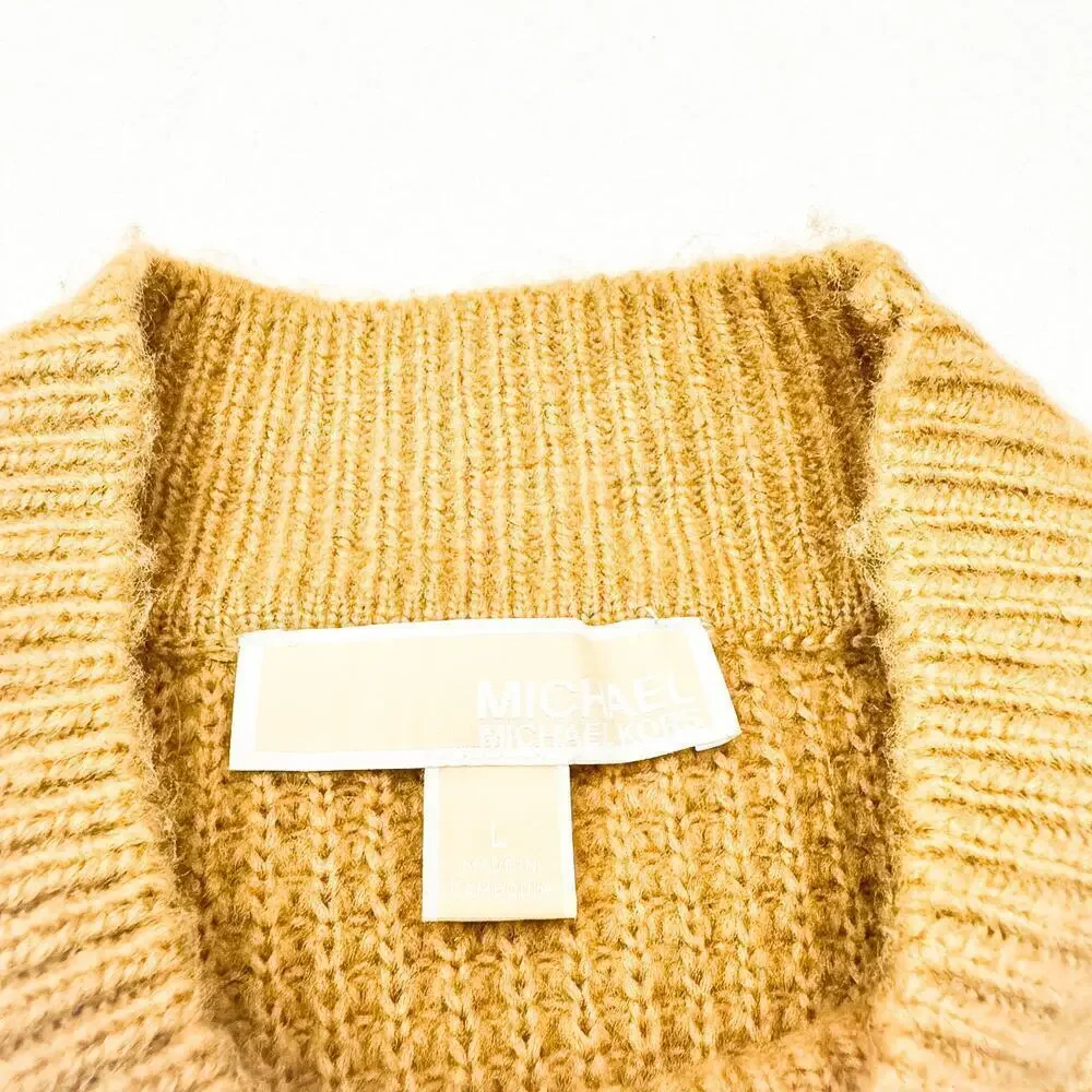Michael Kors Brown Ruffled Edge Fringe Accwent Long Sleeve Sweater Size L